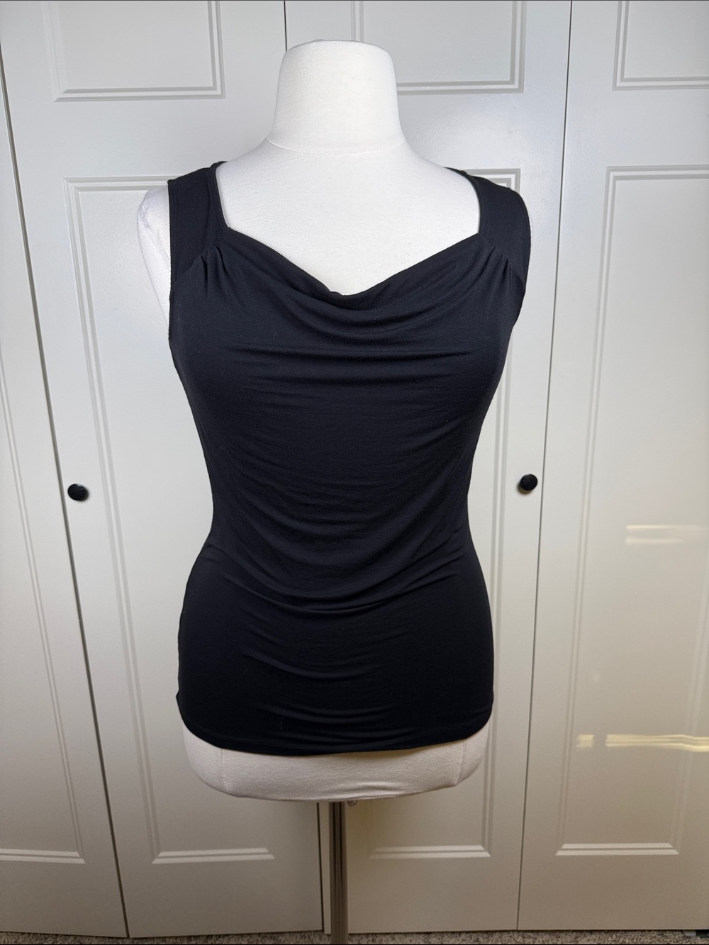 Relativity Black Drape Neck Sleeveless Top Size L